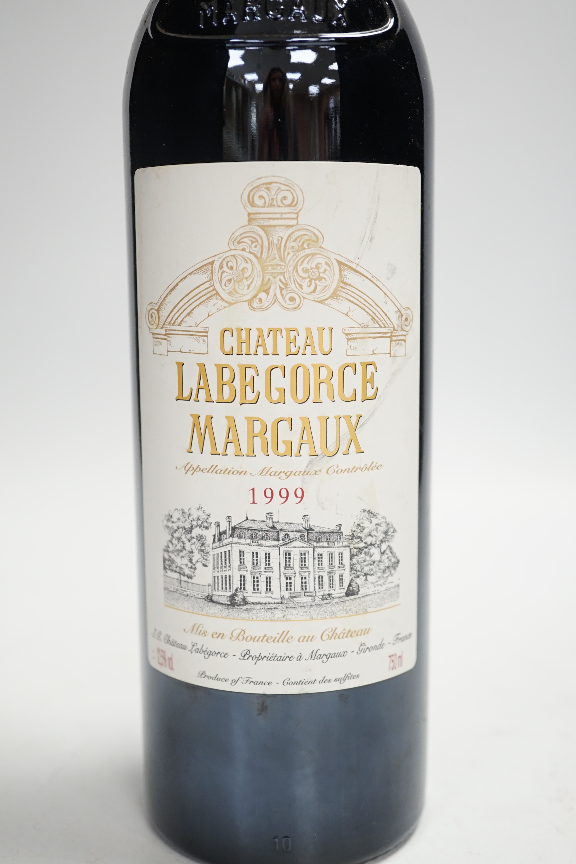 A bottle of Chateau Labegorce Margaux 1999